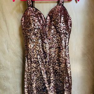 HOMECOMING/PROM Sequined Rose Gold Dress